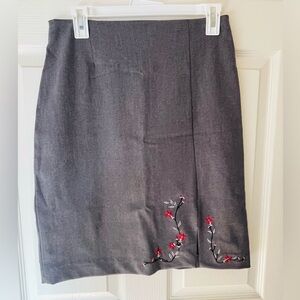 ROSE DESIGN GREY MIDI SKIRT